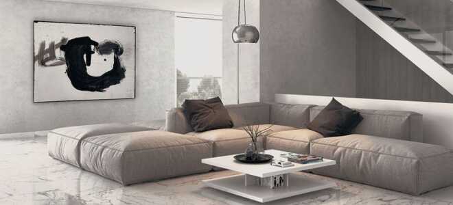 Напольный керамогранит под мрамор: примеры интерьера