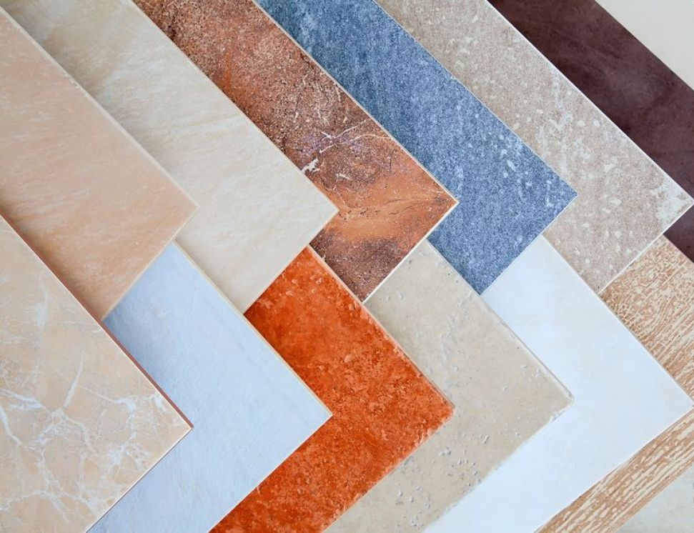 Samples of a ceramic tile in shop