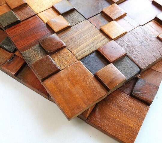 Деревянная мозаика на бумаге