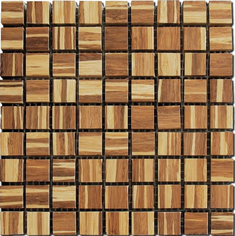 Деревянная мозаика на сетке