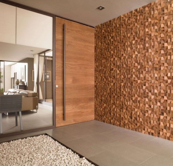 Деревянная мозаика в интерьере12