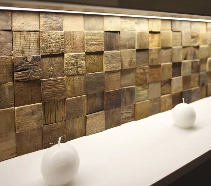 Деревянная мозаика в интерьере2