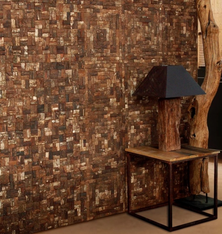 Деревянная мозаика в интерьере3