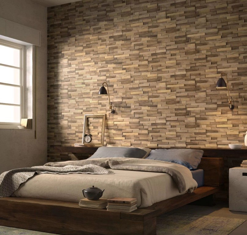 Деревянная мозаика в интерьере8