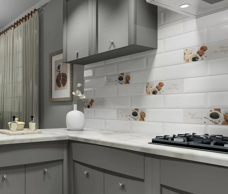 Фартук на кухню из прямоугольной плитки4