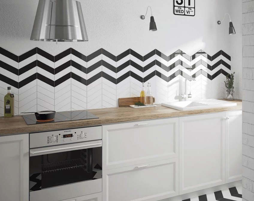 Фартук на кухню с диагональной укладкой4