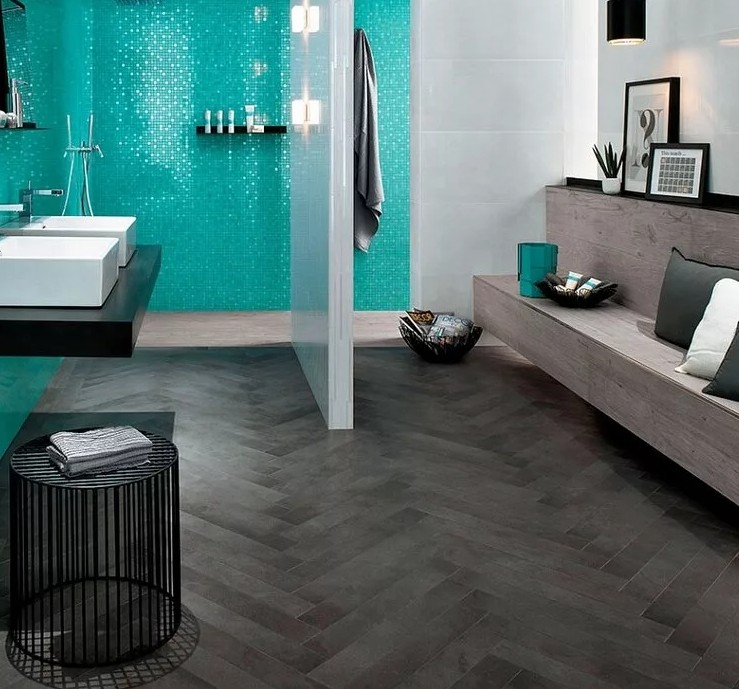 керамогранит в ванной на полу2