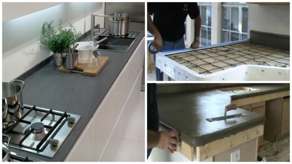 Столешница из бетона смотрится довольно дорого и стильно